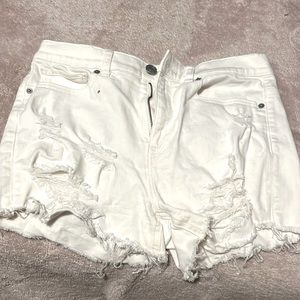 White Ripped High Waisted Shorts